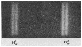 hydrogen and deuterium H-alpha line splitting