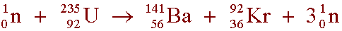 uranium-235 fissions to barium-141 and krypton-92