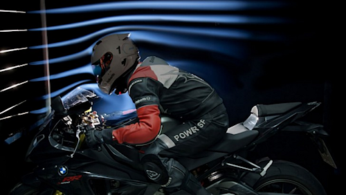 motorcycle in wind tunnel