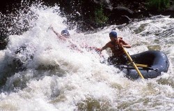 rafting on a fast river